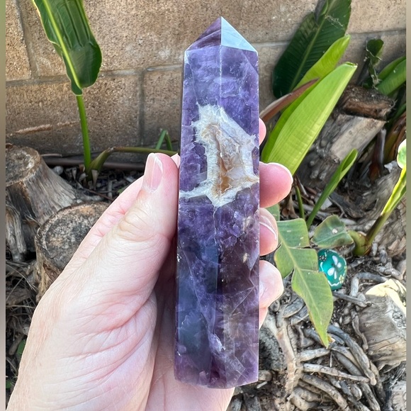 Chevron Amethyst Crystal Tower - Picture 8 of 11